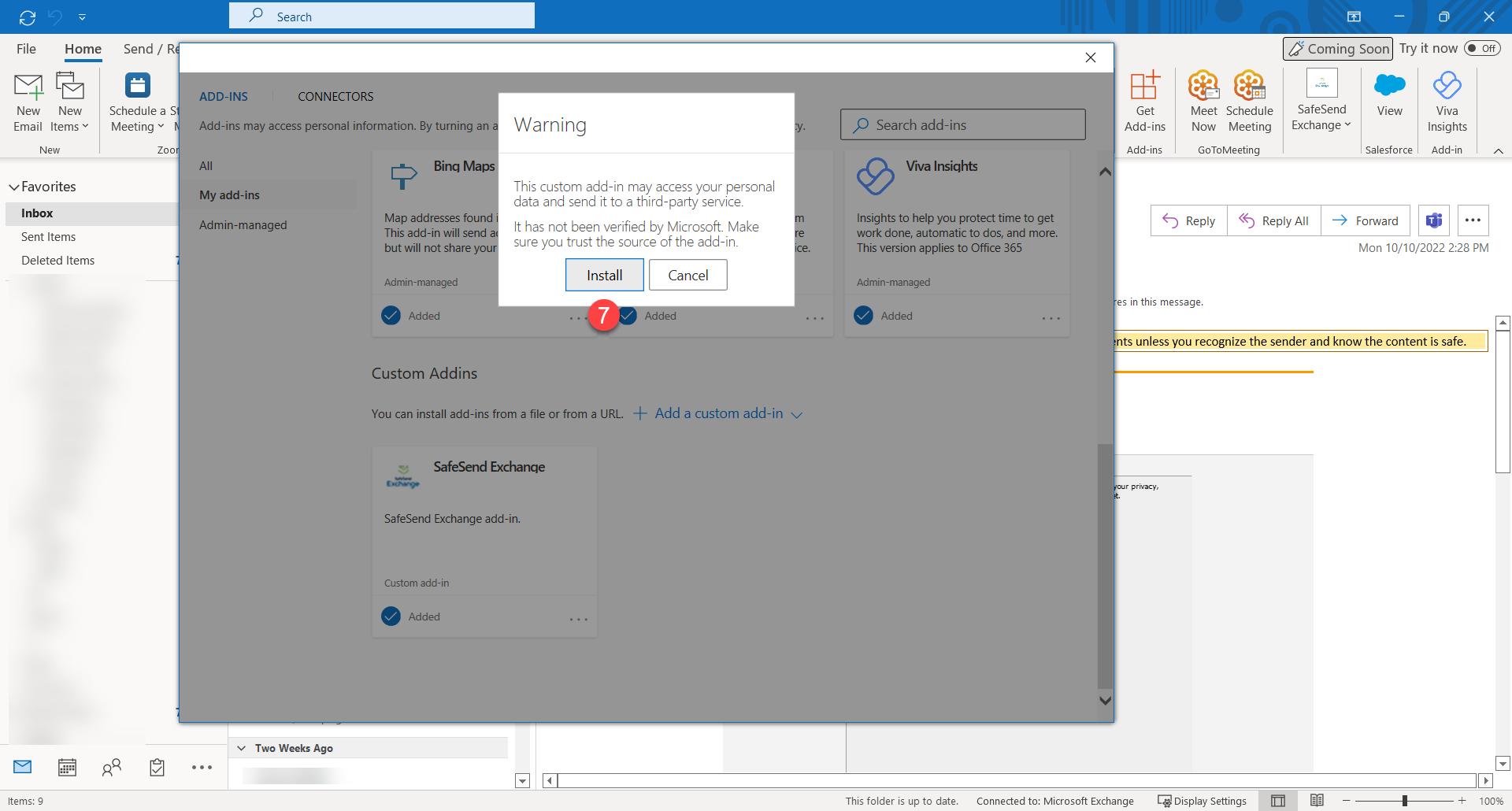 Download and Install the Outlook® Addin SafeSend