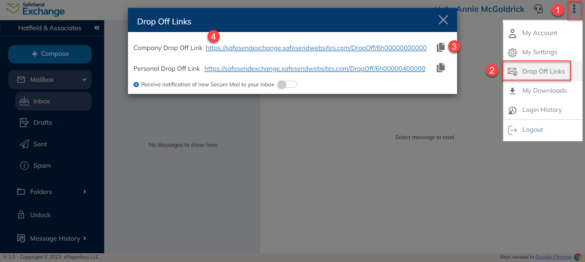 Drop Off Boxes and Links SafeSend
